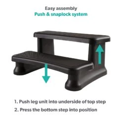 Smart Dual Riser Hot Tub Steps -Swim Spa Store Black