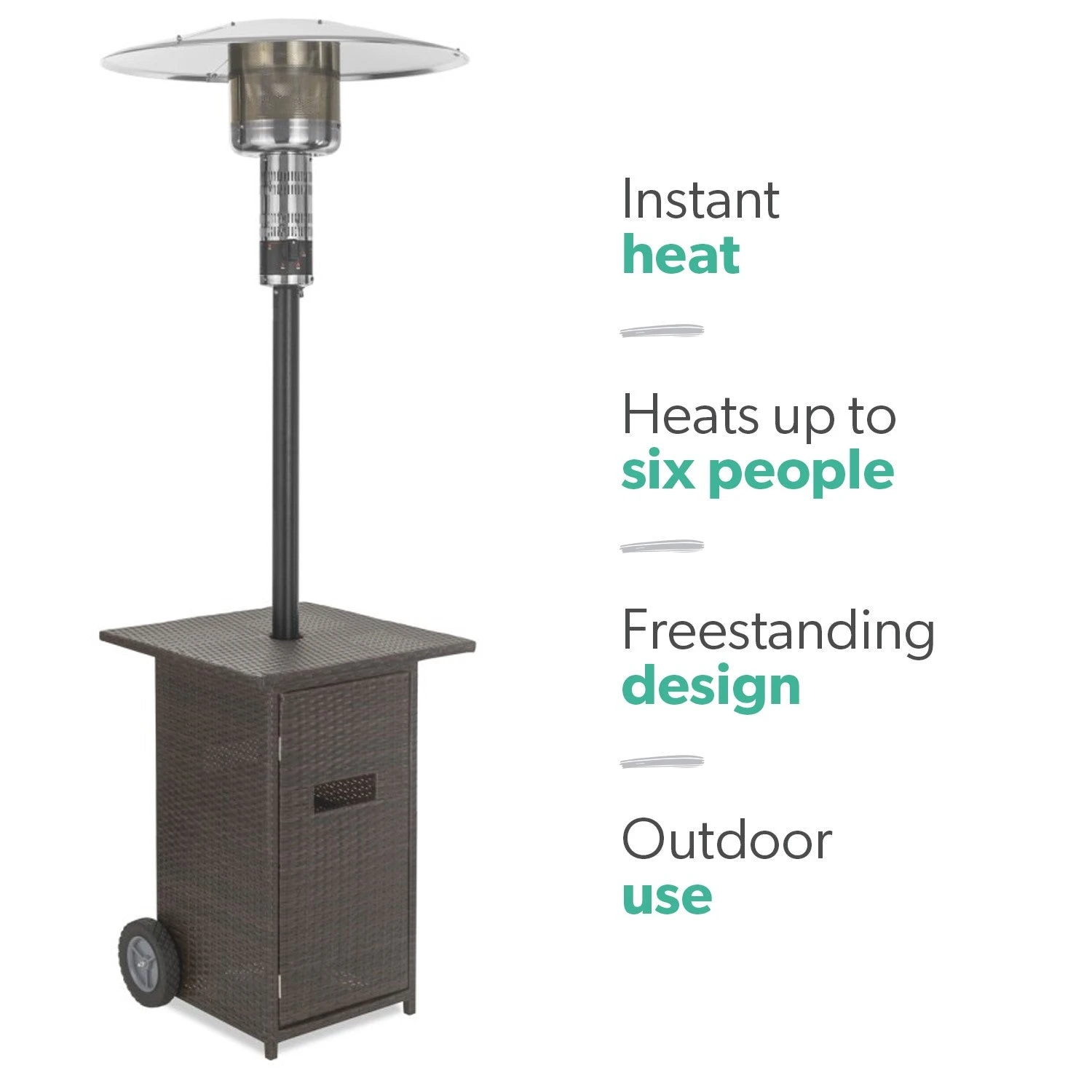 Outdoor Mushroom Gas Patio Heater - Brown Rattan 3 Outdoor Mushroom Gas Patio Heater - Brown Rattan - Image 3