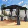 Fortrose 3x4m Black Metal Garden Gazebo With Grey Roof And Sides -Swim Spa Store FTR060 1 Supersize