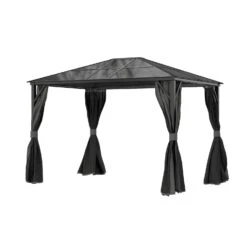 Fortrose 3x4m Black Metal Garden Gazebo With Grey Roof And Sides -Swim Spa Store FTR060 4 Supersize