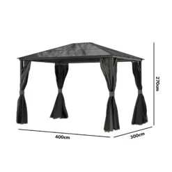 Fortrose 3x4m Black Metal Garden Gazebo With Grey Roof And Sides -Swim Spa Store FTR060 5 Supersize