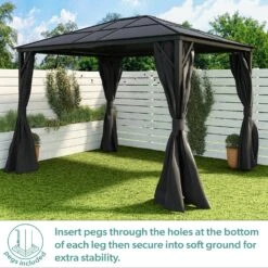 Fortrose 3x4m Black Metal Garden Gazebo With Grey Roof And Sides -Swim Spa Store FTR060 6 Supersize