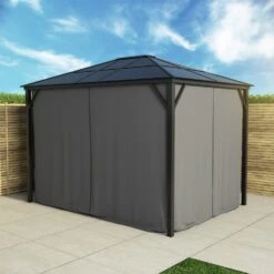 Fortrose 3x4m Black Metal Garden Gazebo With Grey Roof And Sides -Swim Spa Store FTR060 8 Supersize