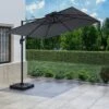 Como 3x3m Dark Grey Square Cantilever Garden Parasol With Base And Cover -Swim Spa Store FTR065 1 Supersize