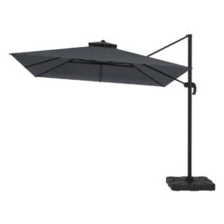 Como 3x3m Dark Grey Square Cantilever Garden Parasol With Base And Cover -Swim Spa Store FTR065 2 Supersize