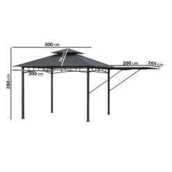 Fortrose 3x3m Black Metal BBQ Shelter Gazebo With Grey Canopy Roof And Retractable Side 13 Fortrose 3x3m Black Metal BBQ Shelter Gazebo With Grey Canopy Roof And Retractable Side -Swim Spa Store FTR106 5 Supersize