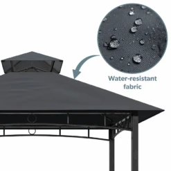 Fortrose 1.5x2.4m Black Metal BBQ Shelter Gazebo With Grey Canopy Roof 6 Fortrose 1.5x2.4m Black Metal BBQ Shelter Gazebo With Grey Canopy Roof -Swim Spa Store FTR108 3 Supersize
