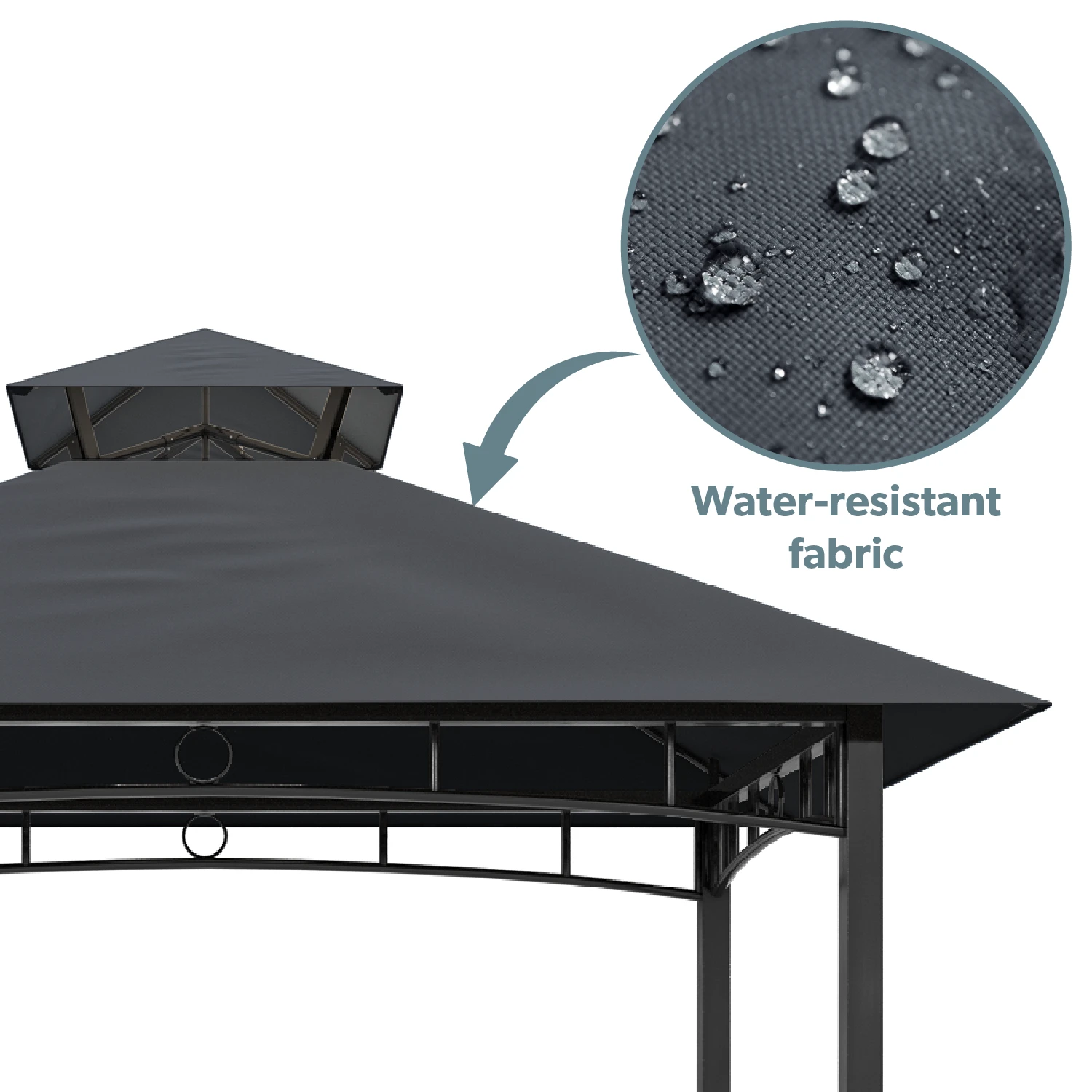 Fortrose 1.5x2.4m Black Metal BBQ Shelter Gazebo With Grey Canopy Roof 3 Fortrose 1.5x2.4m Black Metal BBQ Shelter Gazebo With Grey Canopy Roof - Image 3