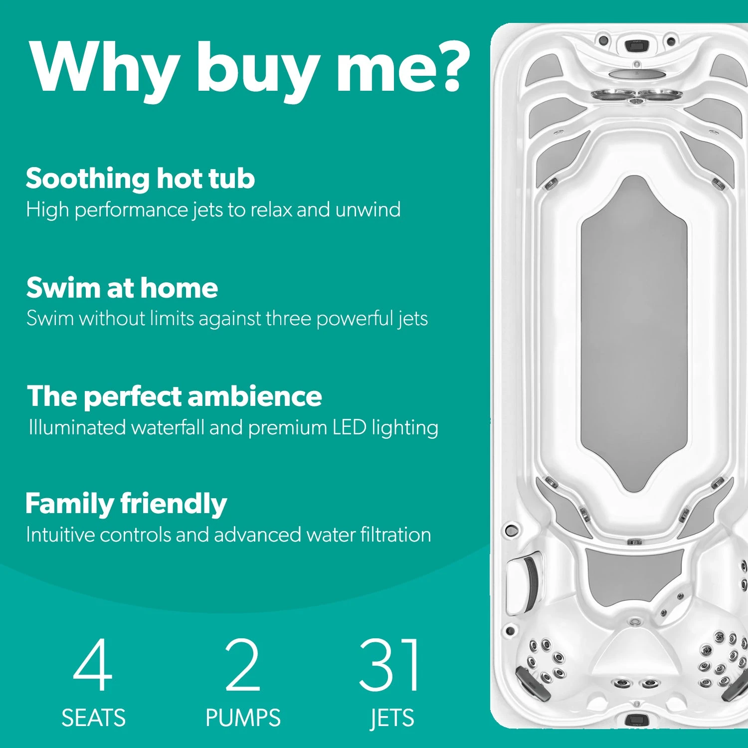 Jacuzzi® PowerActive™ J-19™ - 19ft Swim Spa 2 Jacuzzi® PowerActive™ J-19™ - 19ft Swim Spa - Image 2