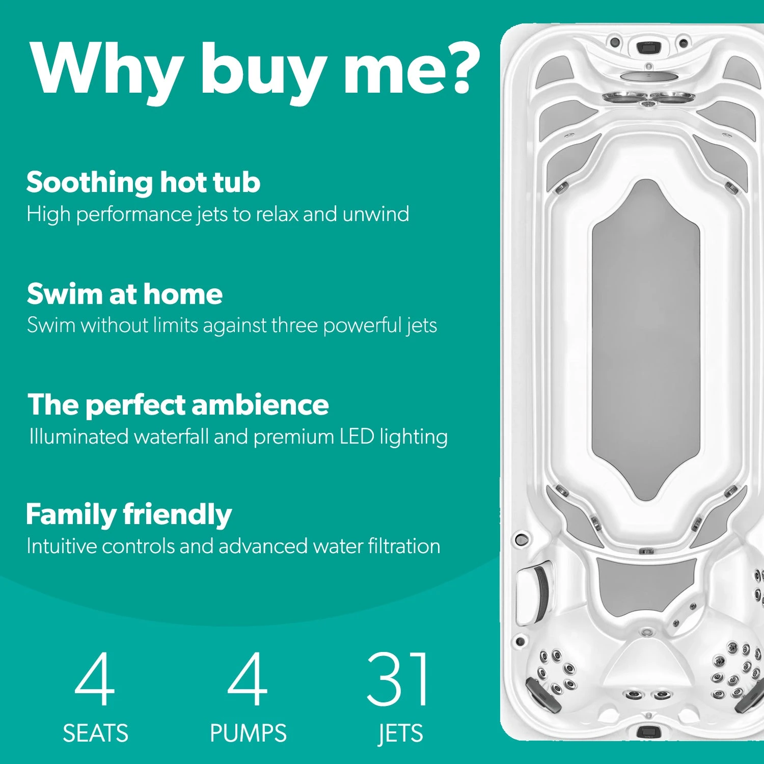 Jacuzzi® PowerPro™ J-19™ - 19ft Swim Spa 2 Jacuzzi® PowerPro™ J-19™ - 19ft Swim Spa - Image 2