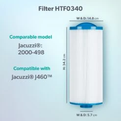 Jacuzzi® J460™ Large 40sq Ft Hot Tub Filter - 2000-498 -Swim Spa Store Model compatibility dims HTF0340