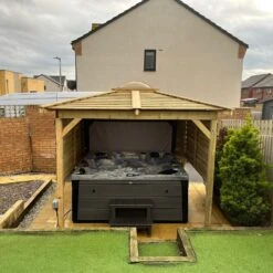 Brentano Wooden Hot Tub Gazebo With Tinted Dome Roof -Swim Spa Store OnyxTubwithBrentanoGazebo Lancaster2Square