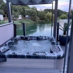 Bespoke Velarium Metal Hot Tub Gazebo With Waterproof Retracting Canopy Roof -Swim Spa Store OutdoorHaze VelariumGazebo9Square