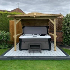 Brentano Wooden Hot Tub Gazebo With Tinted Dome Roof -Swim Spa Store OutdoorLookandBrentano2