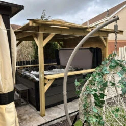 Brentano Wooden Hot Tub Gazebo With Tinted Dome Roof -Swim Spa Store OutdoorLookwithBrentano Rackley3Square