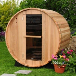 Deluxe 185 - 4 To 5 Person Indoor/Outdoor Barrel Sauna -Swim Spa Store barrel sauna flowers