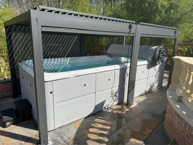 Heavy-Duty Aluminium Pergola With Louvred Roof - 6x3m 1 Heavy-Duty Aluminium Pergola With Louvred Roof - 6x3m